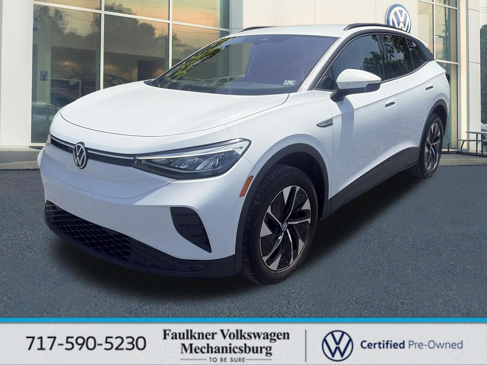 2022 Volkswagen ID.4 Pro AWD in Glacier White Metallic — front three-quarter view