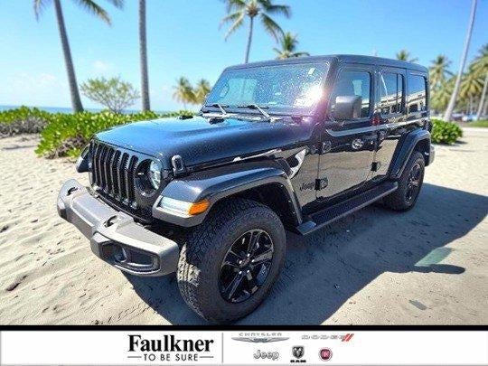 2022 Jeep Wrangler Unlimited Sahara Altitude 4x4 in Black Clearcoat — front three-quarter view
