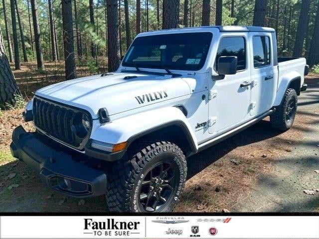 2024 Jeep Gladiator Willys 4x4 in Bright White Clearcoat — front three-quarter view