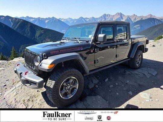 2022 Jeep Gladiator Rubicon 4x4 in Black Clearcoat — front three-quarter view