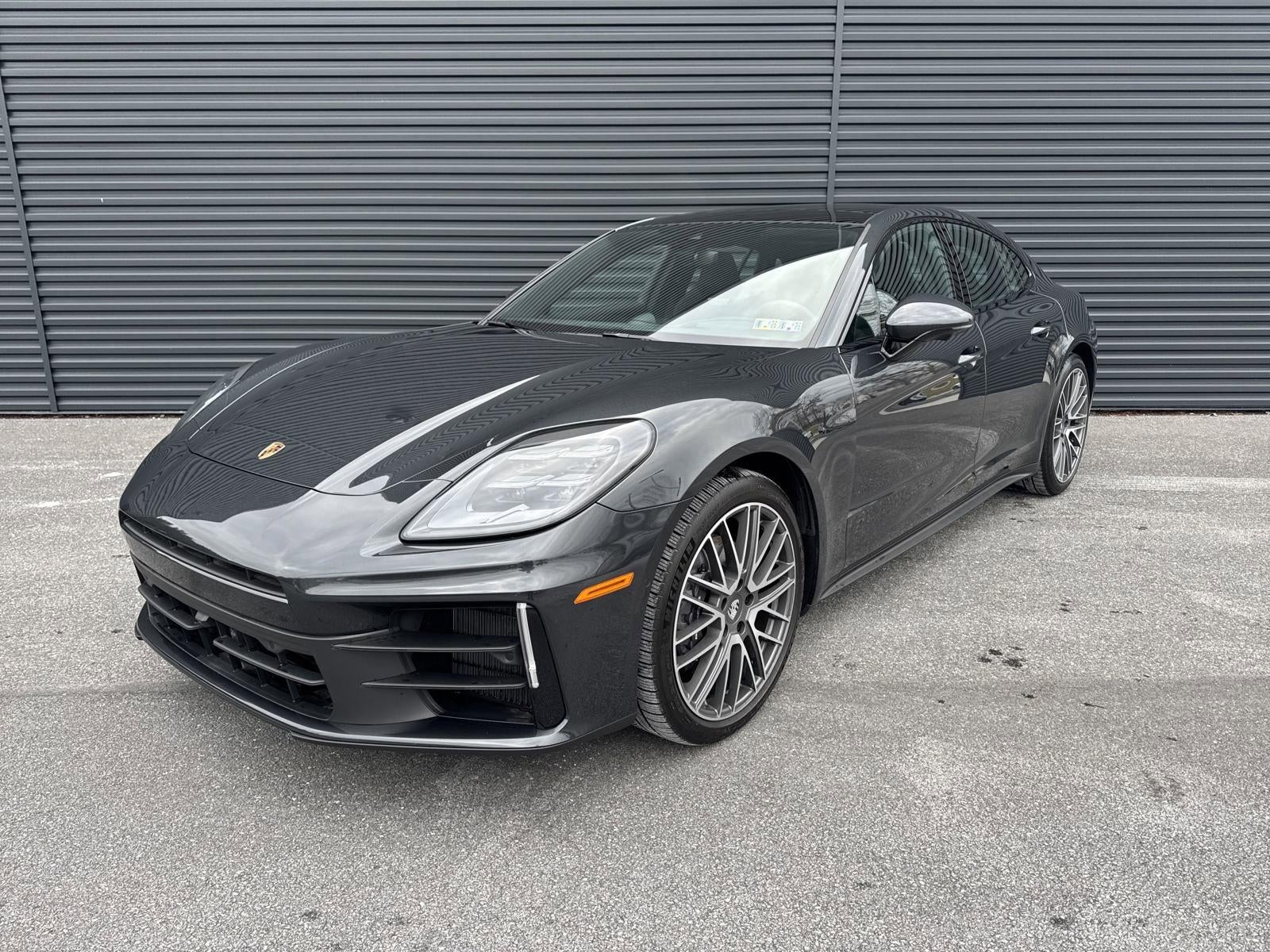 2024 Porsche Panamera RWD in Vulcano Gray Metallic — front three-quarter view