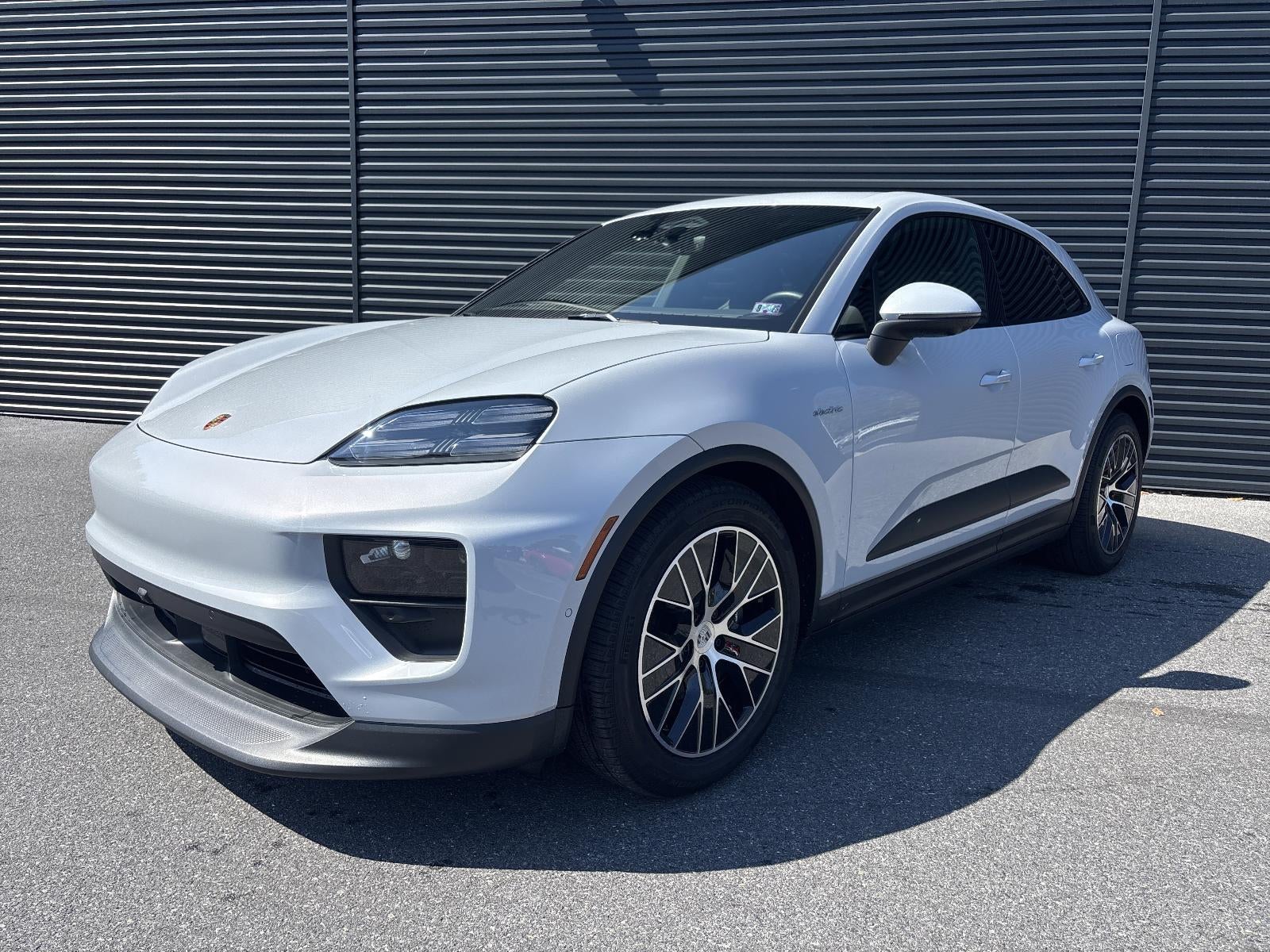 2025 Porsche Macan Electric RWD in Ice Gray Metallic — front three-quarter view